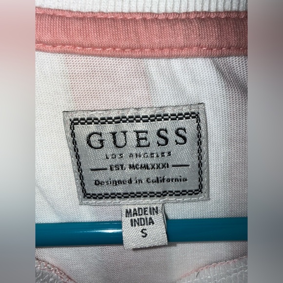 Guess Pink and White Casual Top - Picture 2 of 3